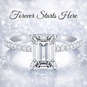 Radiant-Cut Pavé Engagement Ring in Silver